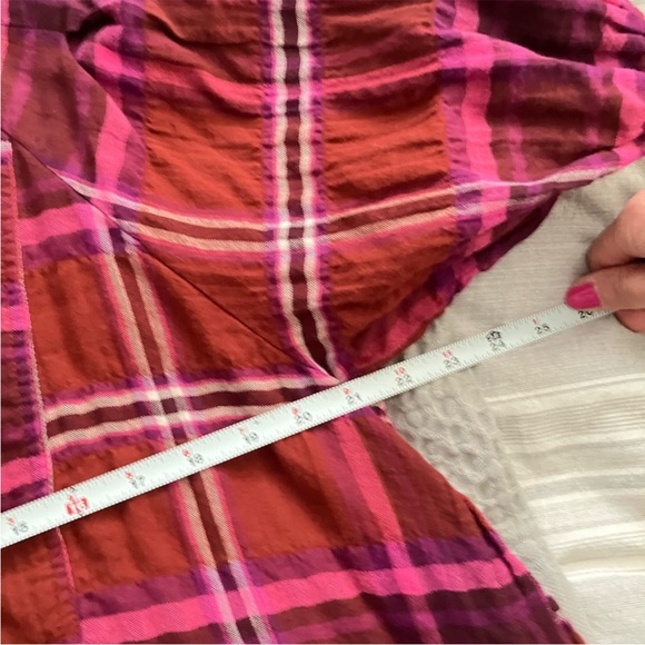 Free People Pink Plaid Outlaw Western Oversized Shirt Dress with Pockets! NWT - Picture 8 of 9